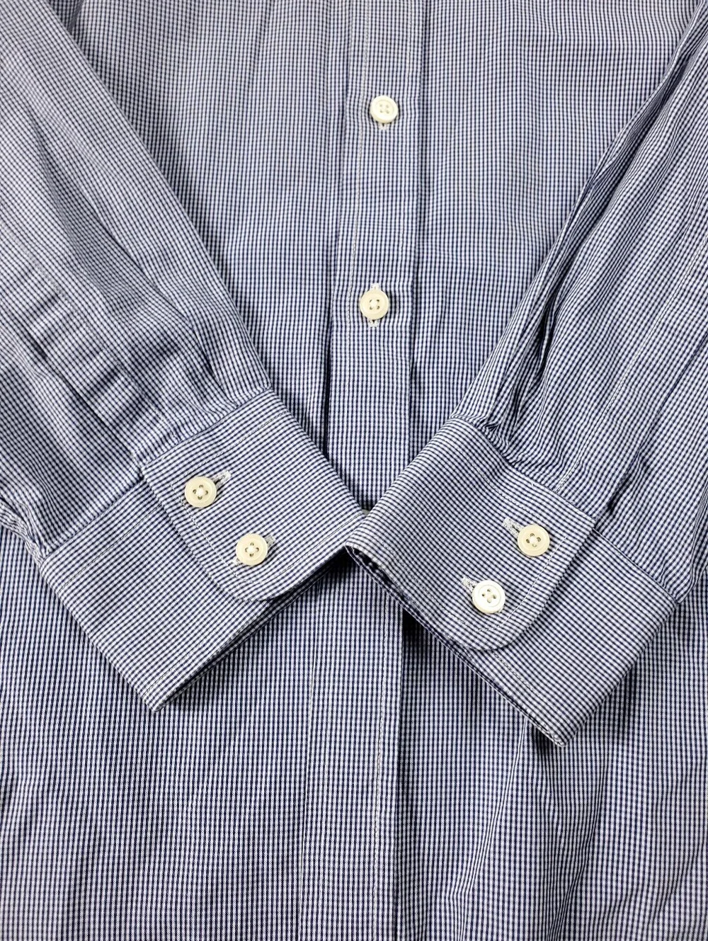 Charles Tyrwhitt Gingham Dress Shirt 16.5 35 Tailored Navy White Business Casual